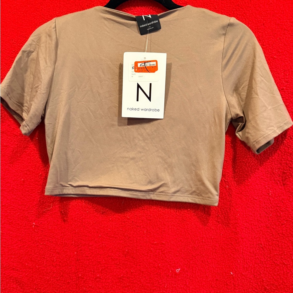 Naked Wardrobe Beige Crop Top